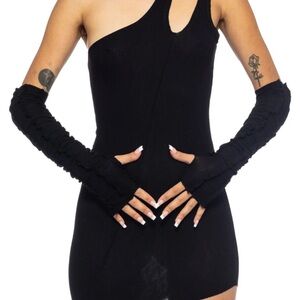 SAMI MIRO VINTAGE OPEN SEAM ARM WARMERS IN BLACK RIB